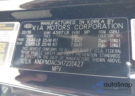 2017 Kia Sportage Lx from USA, damaged, VIN KNDPM3AC5H7231427